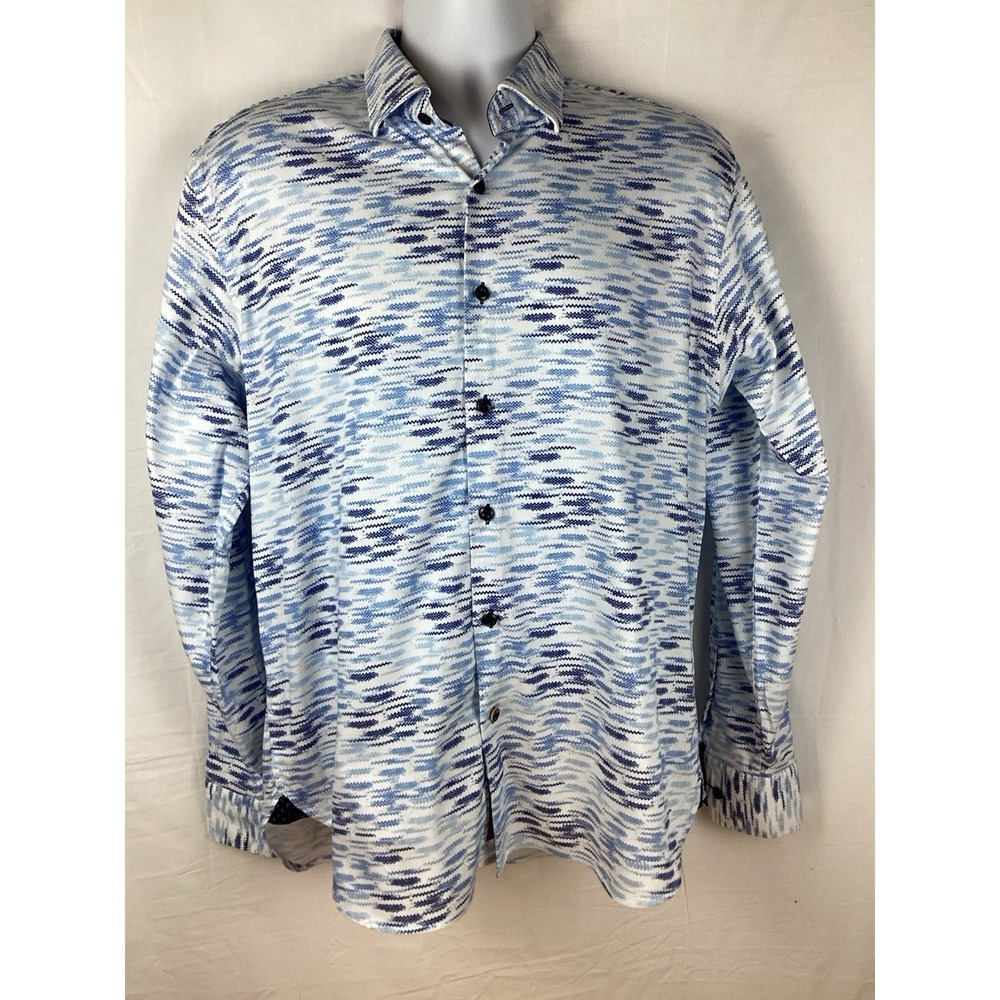 Luchiano Visconti Black Men's L  Dress Shirt Long Sleeve Button Abstract Design